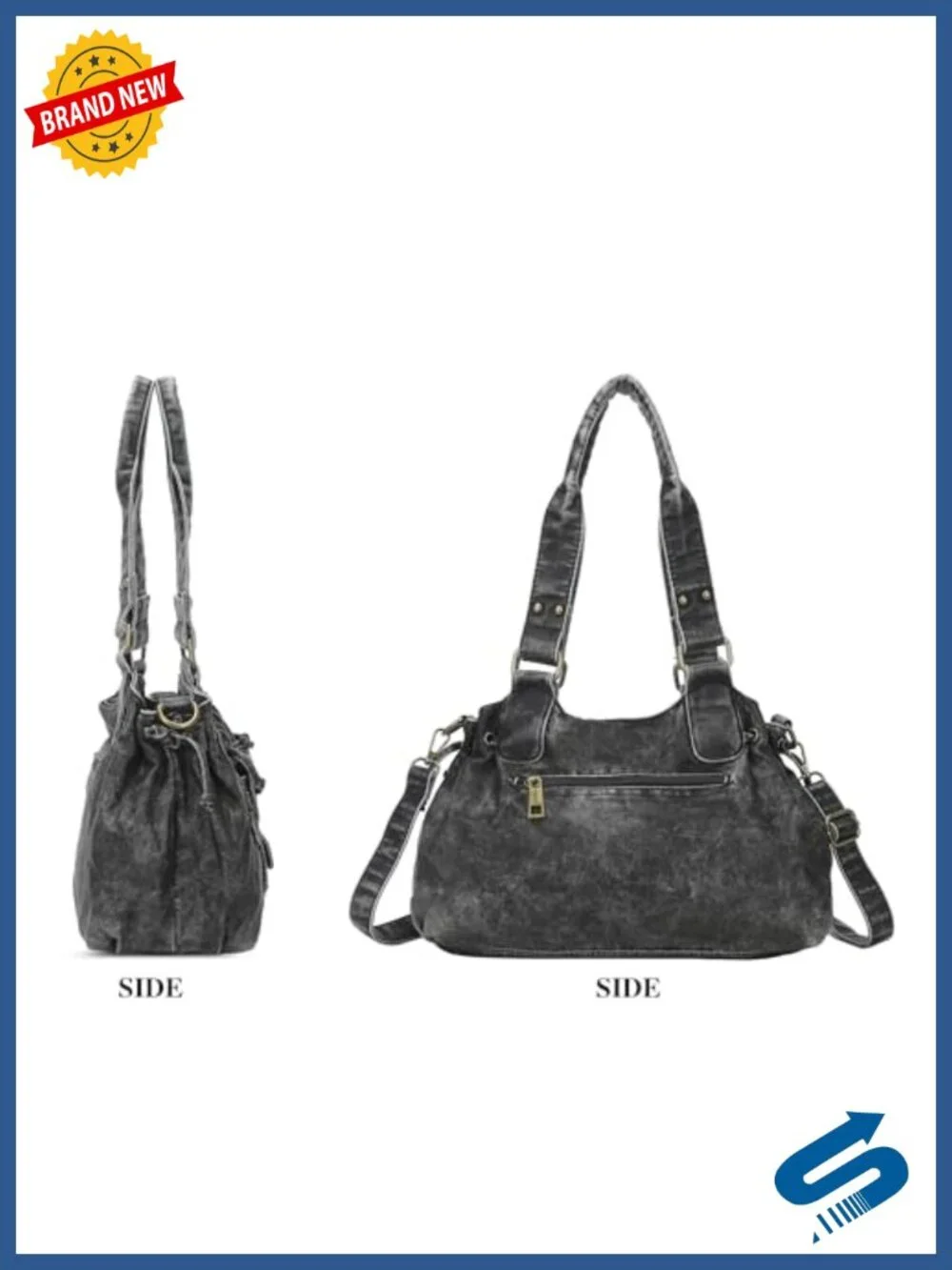 Retro Washed Leather Hobo Bag with Removable Strap - Roomy Small Handbag